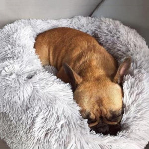 Soft Round Dog House Luxury Round Dog Bed Warm Deep Sleep Donut Pet Beds for Cat Small Medium Large Dogs Long-Pile Fur Puppy Mat