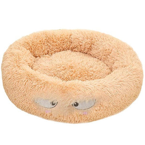 Round Plush Cat Bed Long Plush Super Soft Dog Bed For Small Dogs Cats Nest Winter Warm Sleeping Bed Lounger Cat House Puppy Mat