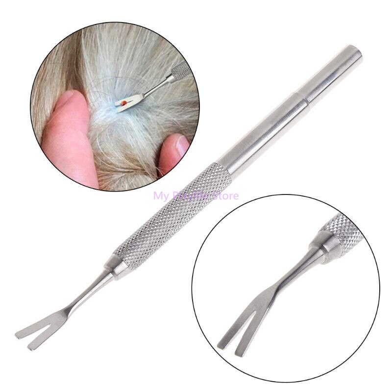 Pet Dog Cat Puppy Accessories Pet Flea Remover Fork Stainless Steel Tick Removal Grooming Tool