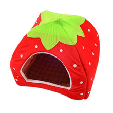 Load image into Gallery viewer, Dog Cat Kennel Warm Cushion Foldable Strawberry Shape Sponge House Dog Nest with Summer Mat For Pet